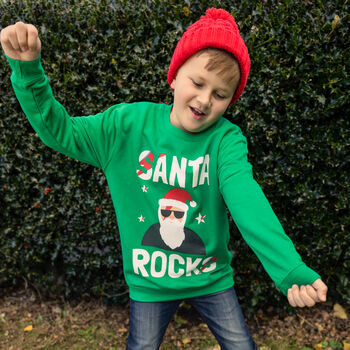 Santa Rocks Boys' Christmas Jumper, 2 of 4