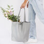 Dove Grey Soft Leather Tie Top Tote, thumbnail 2 of 10
