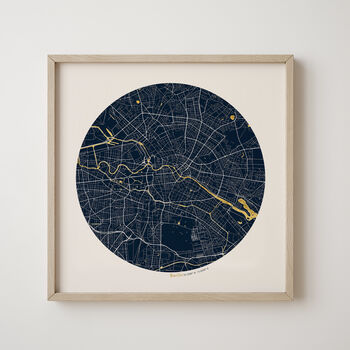 Personalised Circular Map Print With Gold Leaf, 5 of 6