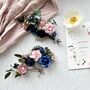 Navy And Dusty Pink Floral Bridal Hair Pins, thumbnail 5 of 5