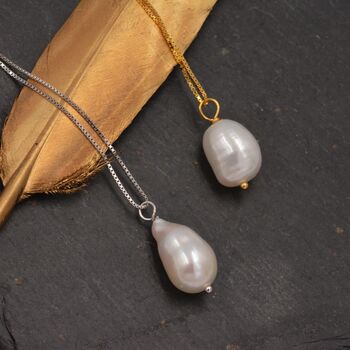 Random Shape Genuine Baroque Pearl Pendant Necklace, 5 of 12