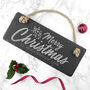 Personalised Merry Christmas Slate Hanging Sign, thumbnail 1 of 5