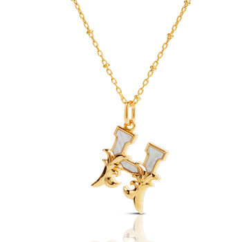 Gold Plated H Initial Necklace With Mother Of Pearl, 2 of 6