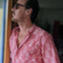 Fiji Watermelon Ikat Men’s Cotton Shirt ~ Collarless, thumbnail 4 of 6