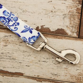 The Richmond Blue And White Floral Dog Collar Lead Set, 3 of 5