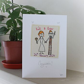 Personalised, Embroidered Wedding Card, 3 of 12