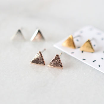 Tiny Simple Triangle Stud Earrings, 2 of 3