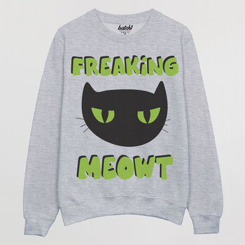 Freaking Meowt Women's Halloween Cat Sweatshirt, 4 of 4