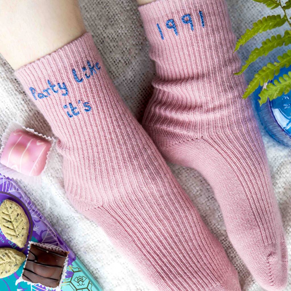 Personalised Birthday Year Cashmere Bed Socks Gift, 1 of 9
