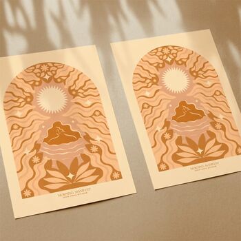 Morning Manifest, Bohemian Floral Celestial Yoga Meditation Art Print, 2 of 3