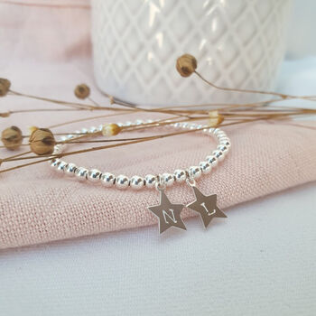Sterling Silver Personalised Star Charm Stretch Bracelet, 5 of 7