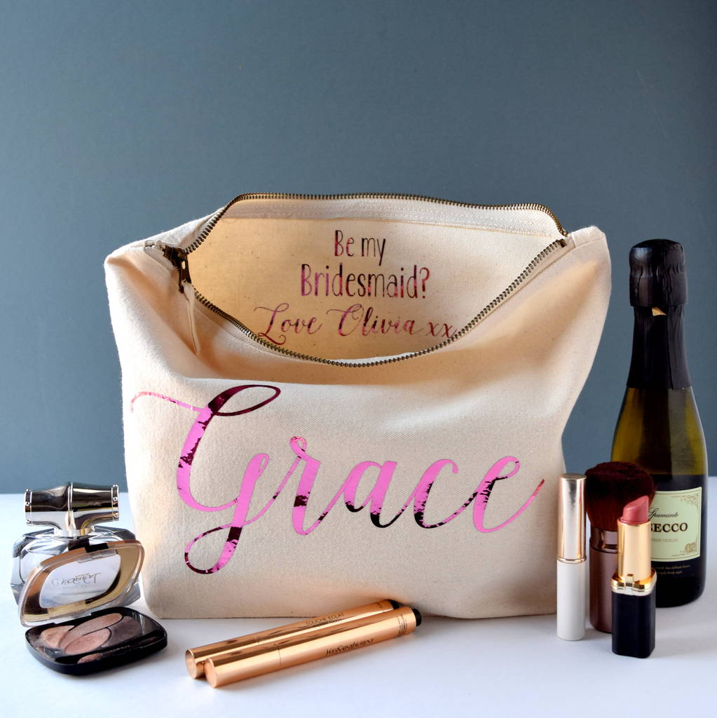 Be My Bridesmaid Secret Message Toiletry Bag, 1 of 2