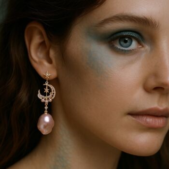 Moonlit Bloom Baroque Pearl Earrings, 3 of 4