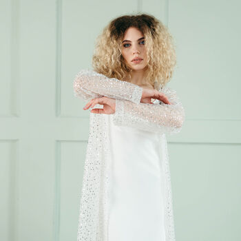 Gold Sequin Kimono | Wedding Cape | Long Sleeved Bridal Cover Up, 10 of 11