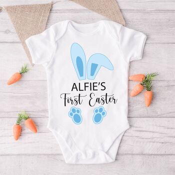 Personalised Easter Bunny Ears Babygrow Or Sleepsuit, 3 of 4