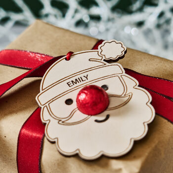 Personalised Santa Gift Tag And Bag Of Chocolate Noses, 3 of 6