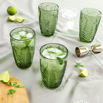 Botanical Green Fern Leaf Glassware, 4 of 8