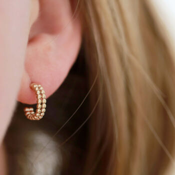9ct Gold Tiny Hoop Earrings Huggie Earrings, 10 of 12