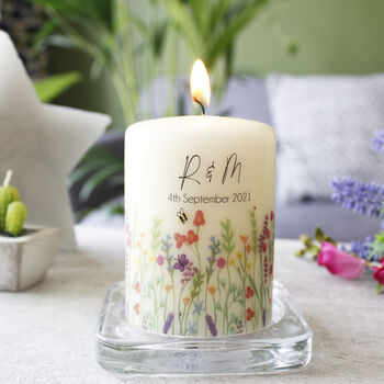 Floral Personalised Anniversary Or Wedding Candle, 4 of 9