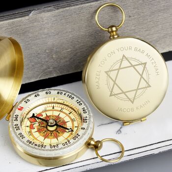 Personalised Bar And Bat Mitzvah Keepsake Compass, 2 of 7