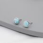 Genuine Larimar Stone Stud Earrings In Sterling Silver, thumbnail 6 of 12