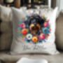 Personalised Wirehaired Dachshund Summer Floral Dog Wreath Cushion And Mug Bundle, thumbnail 3 of 3