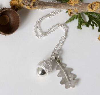 Oak Leaf And Acorn Solid Silver Nature Necklace, 2 of 6