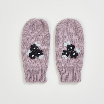 Forget Me Not Knitted Lilac Mittens, 2 of 5