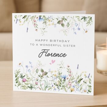 Wildflower Birthday Card Personalised For Sister, 2 of 8