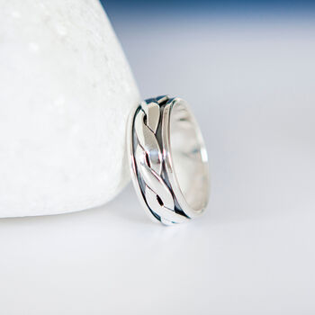 Personalised Mens Sterling Silver Celtic Braid Spinning Ring, 2 of 11