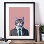 Cat In A Suit Portrait Illustration Art Print, thumbnail 1 of 3