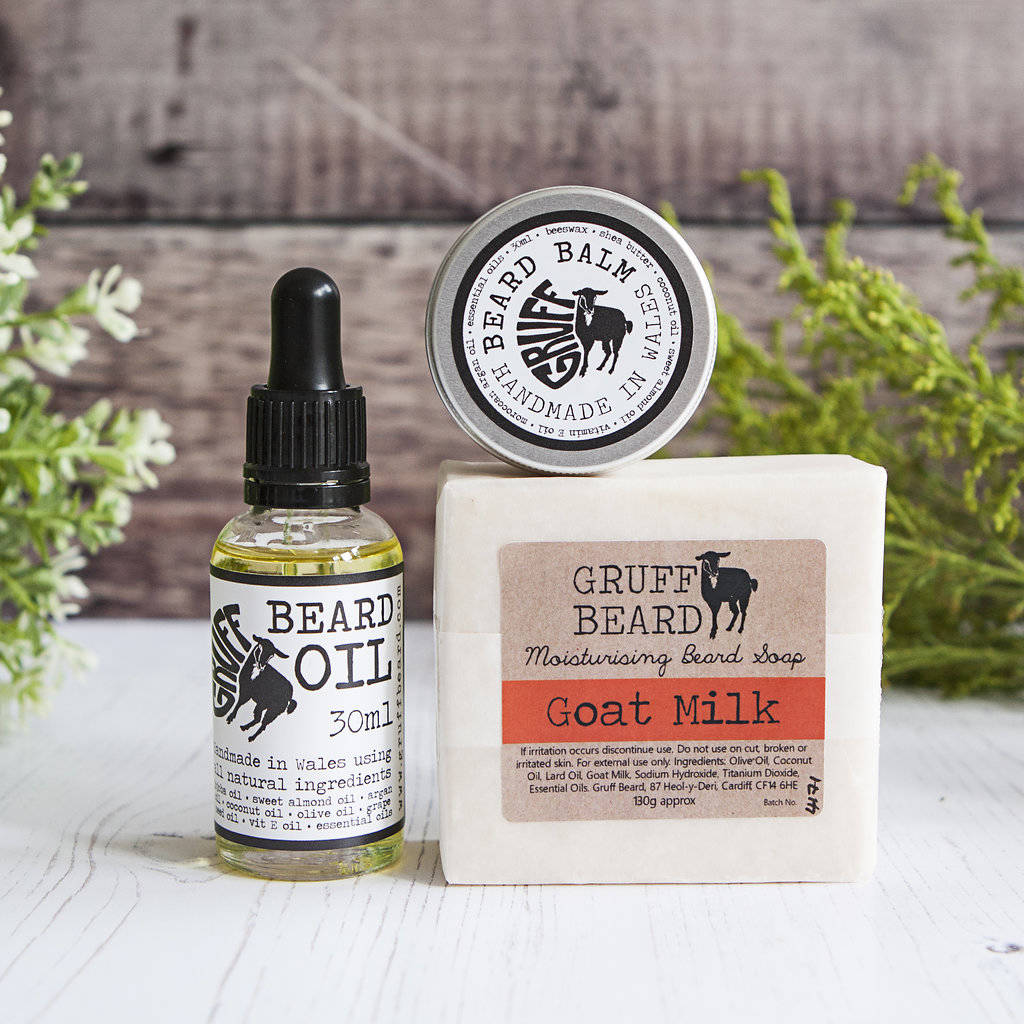 Beard Oil, Balm And Conditioning Soap Set By Gruff Beard