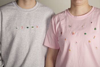 Unisex Hand Embroidered Pink Food T Shirt, 11 of 12