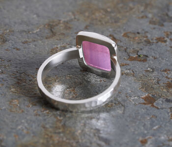 Square Pink Sapphire Statement Ring In Sterling Silver, 2 of 4