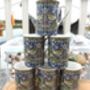Set Of Six Straight Mugs In Blue Strawberry Thief Design, thumbnail 7 of 10