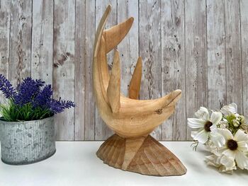 Wooden Dolphin Wine Bottle Holder Hand Carved Dolphin, 7 of 7