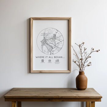 Where It All Began Personalised Map Print, Anniversary Gift Print, 3 of 4