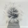 Embroidered Grey Single Pom Pom Knitted Baby Hat, thumbnail 3 of 9