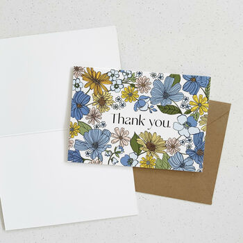 Blue Floral Thank You Card, 2 of 3