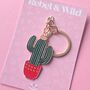 Potted Cacti Enamel Keyring, thumbnail 1 of 3