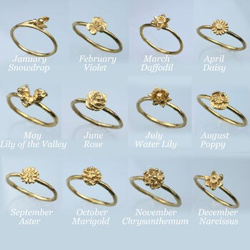 Personalised Birth Flower Stacking Rings, 5 of 12