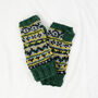 Fair Trade Fair Isle Knit Wool Lined Wristwarmer Gloves, thumbnail 3 of 10