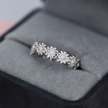 Sterling Silver Daisy Flower Ring, 2 of 12