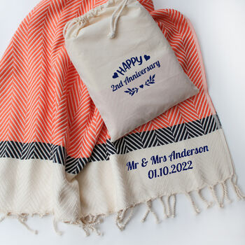 Personalised Soft Cotton Throw, 2nd Anniversary Gift, 2 of 12