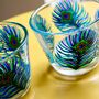 Peacock Feather Hand Painted Glass Tea Light Holders, thumbnail 3 of 5