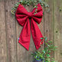 Extra Large Deep Red Christmas Bow In Natural Fabric, thumbnail 1 of 3