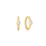 10k Solid Gold Moonstone Mini Hoop Earrings, thumbnail 1 of 5