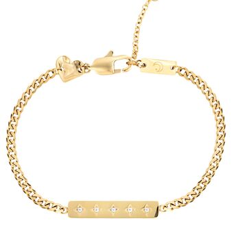 Personalised Woman's Sparkling Petite Cosmic Star Bar Bracelet In Gold, 8 of 11
