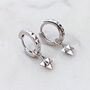 The Tetrahedron Accent Pyramid Hoop Earrings, Silver, thumbnail 2 of 6