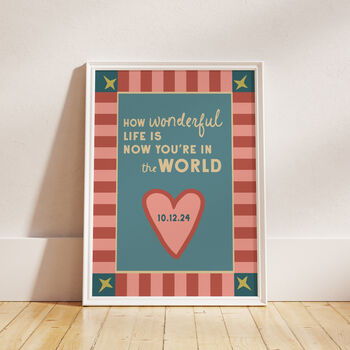 How Wonderful Life Is Nursery Print New Baby Gift, 6 of 7